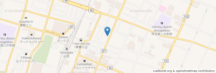 Mapa de ubicacion de 柘植医院 en Japonya, 山形県, 山形市.