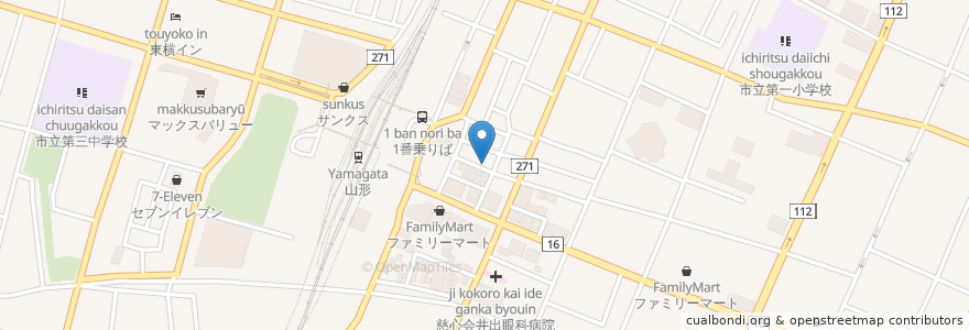 Mapa de ubicacion de 串こまち 山形店 en Japón, Prefectura De Yamagata, 山形市.