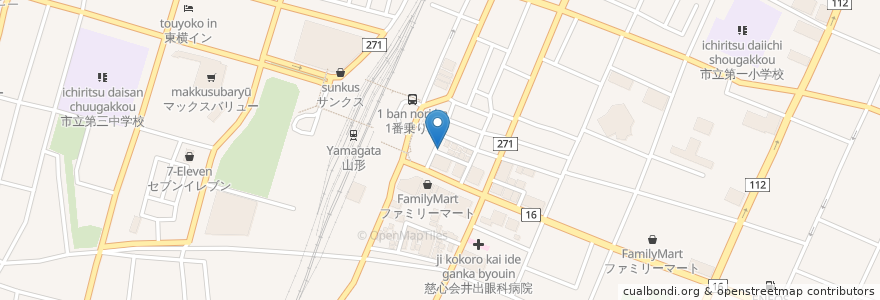 Mapa de ubicacion de ささや en Japan, Präfektur Yamagata, 山形市.