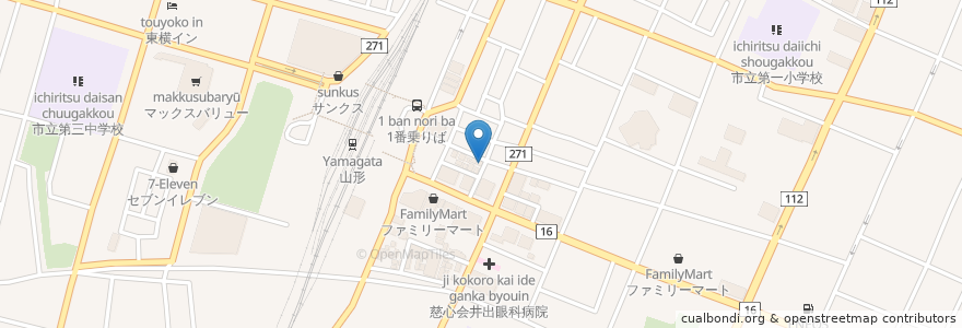 Mapa de ubicacion de 修ちゃんラーメン en Japan, 山形県, 山形市.