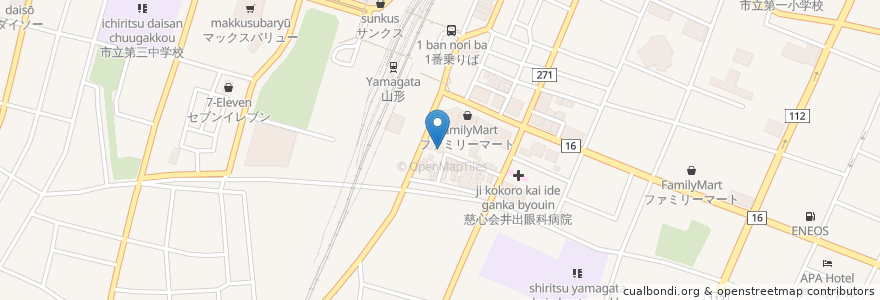 Mapa de ubicacion de オクテット en Japón, Prefectura De Yamagata, 山形市.