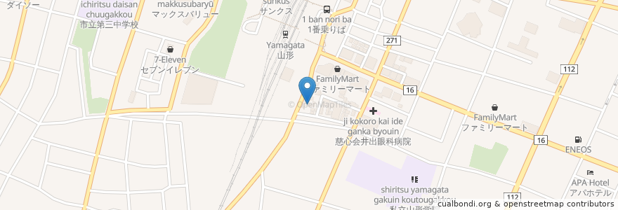Mapa de ubicacion de 正楽寺 en Japonya, 山形県, 山形市.