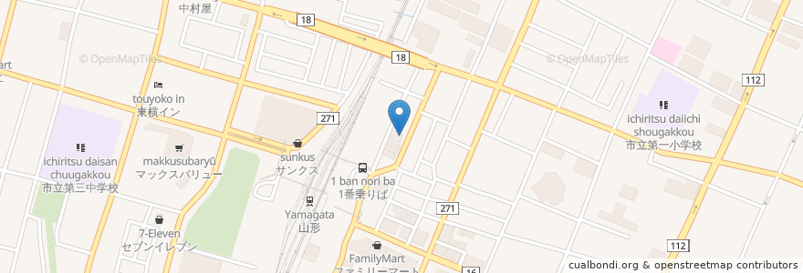 Mapa de ubicacion de 千年の宴 en Jepun, 山形県, 山形市.