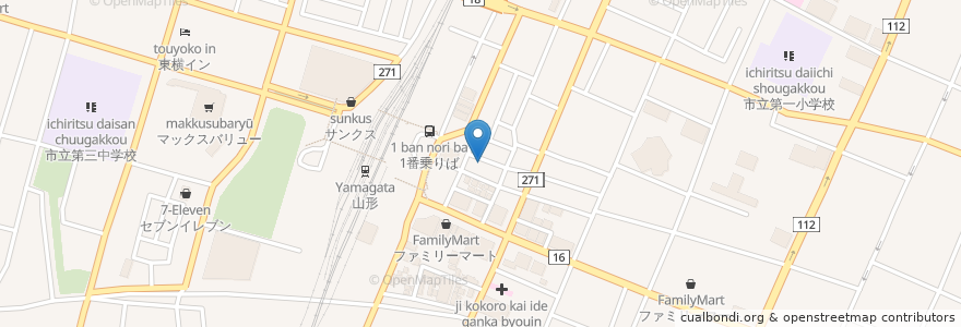 Mapa de ubicacion de やきとり呑どん en 日本, 山形県, 山形市.