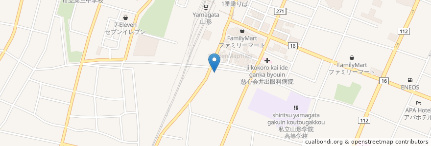 Mapa de ubicacion de ゼネラル石油 en Giappone, Prefettura Di Yamagata, 山形市.