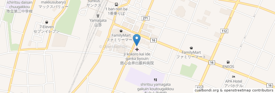 Mapa de ubicacion de 居酒屋半十郎 en Japan, Präfektur Yamagata, 山形市.