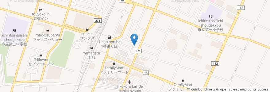 Mapa de ubicacion de 九州男児 en 일본, 야마가타현, 山形市.
