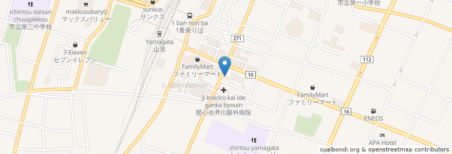 Mapa de ubicacion de なかの en Giappone, Prefettura Di Yamagata, 山形市.