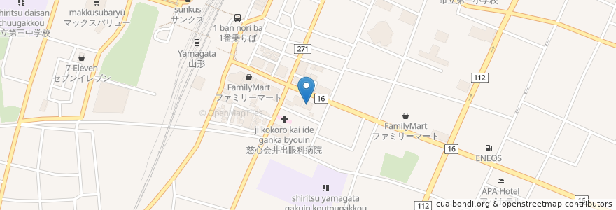 Mapa de ubicacion de ニチイ 山形校 en Jepun, 山形県, 山形市.