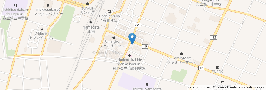 Mapa de ubicacion de 隠れや en 日本, 山形県, 山形市.