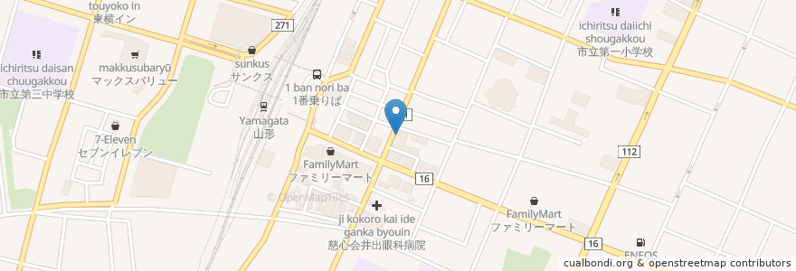 Mapa de ubicacion de マーキガルニ en Japão, 山形県, 山形市.