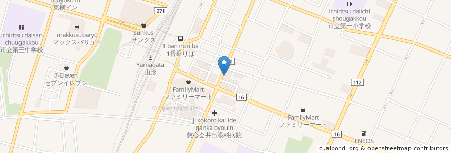Mapa de ubicacion de 魚きがるに酒場 en Japon, Préfecture De Yamagata, Yamagata.