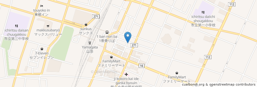 Mapa de ubicacion de 居酒屋天晴 en 일본, 야마가타현, 山形市.