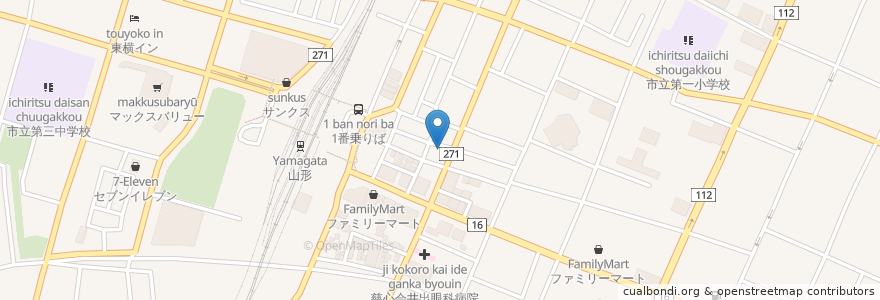 Mapa de ubicacion de Cocktail & Dream Blue Market en 日本, 山形県, 山形市.