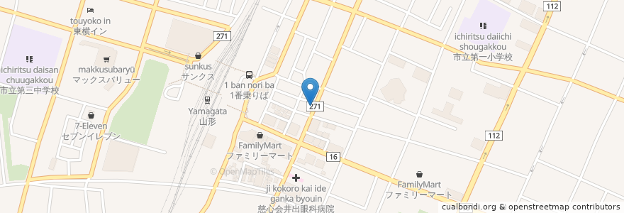 Mapa de ubicacion de ブルーマーケット ブラザーズ en Japón, Prefectura De Yamagata, 山形市.