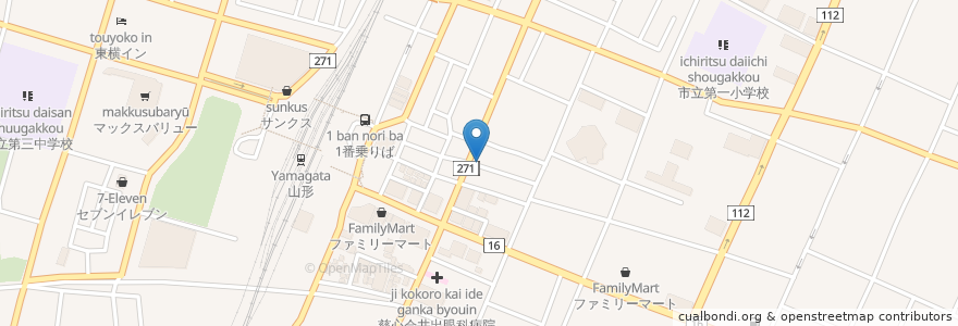 Mapa de ubicacion de かいぐい屋 en Japan, Präfektur Yamagata, 山形市.