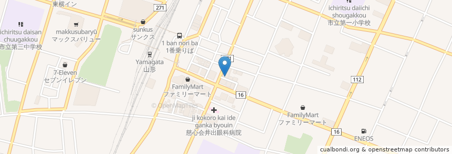 Mapa de ubicacion de Dining Bar Libero en Jepun, 山形県, 山形市.