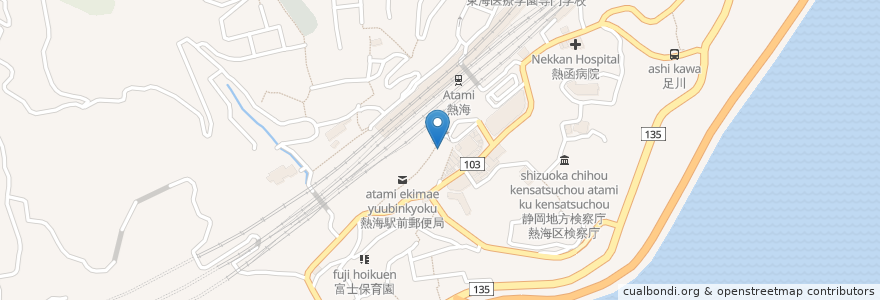 Mapa de ubicacion de カフェプランタン en Japón, Prefectura De Shizuoka, 熱海市.