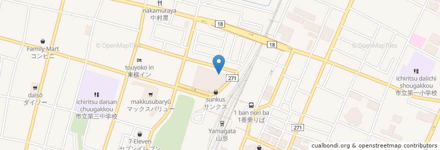 Mapa de ubicacion de いのこ家 山形田 en Japan, 山形県, 山形市.