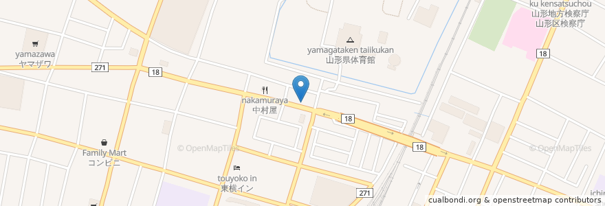 Mapa de ubicacion de 山形信用金庫 城南支店 en Japan, Präfektur Yamagata, 山形市.