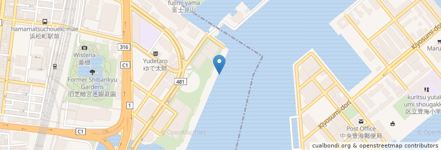 Mapa de ubicacion de 竹芝桟橋 en Japonya, 東京都, 港区.