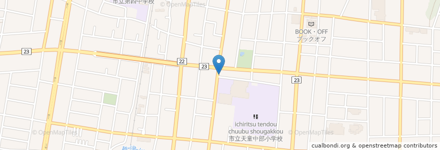 Mapa de ubicacion de 満洲軒 en 日本, 山形県, 天童市.
