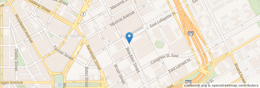Mapa de ubicacion de Beaubien St & E Lafayette St en Amerika Syarikat, Michigan, Detroit.