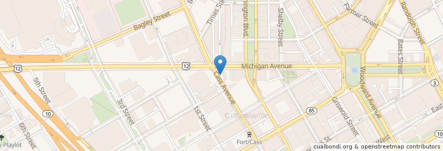 Mapa de ubicacion de Rosa Parks Transit Center en United States, Michigan, Detroit.