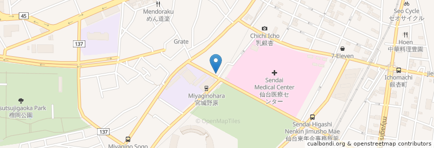 Mapa de ubicacion de かいえい調剤薬局 en Japão, 宮城県, 仙台市, 宮城野区.