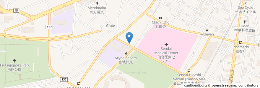 Mapa de ubicacion de カメイ調剤薬局 en Jepun, 宮城県, 仙台市, 宮城野区.