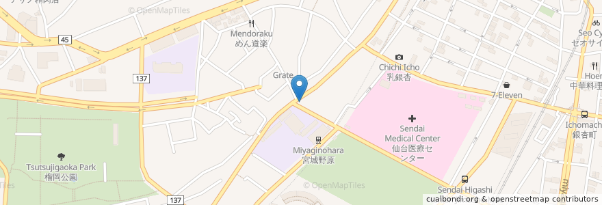 Mapa de ubicacion de 明光義塾 en Japon, Préfecture De Miyagi, 仙台市, 宮城野区.
