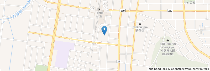 Mapa de ubicacion de 善行寺 en 日本, 山形県, 天童市.