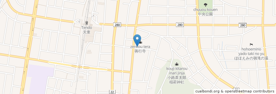 Mapa de ubicacion de 天童幼稚園 en 日本, 山形県, 天童市.
