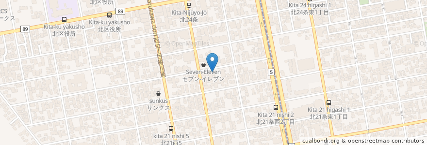 Mapa de ubicacion de 山口動物愛護病院 en اليابان, محافظة هوكايدو, 石狩振興局, 札幌市, 北区.