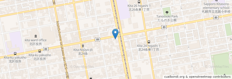 Mapa de ubicacion de 味名人 桃太郎 en 일본, 홋카이도, 石狩振興局, 札幌市, 北区.