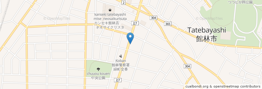 Mapa de ubicacion de 平野屋支店 en Japan, Präfektur Gunma, 館林市.