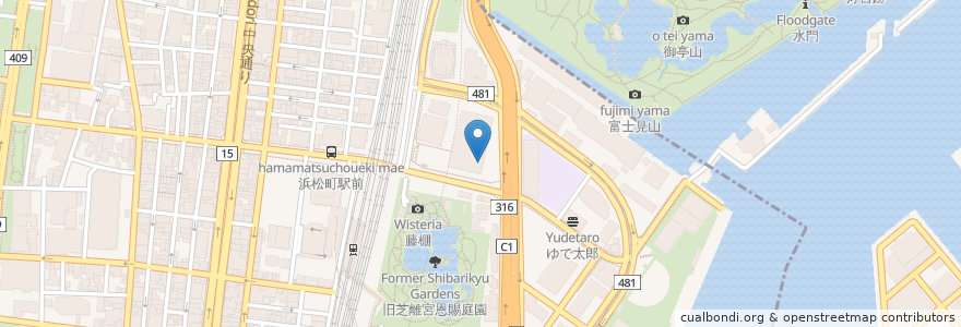 Mapa de ubicacion de 丸亀製麺 en 일본, 도쿄도, 미나토.