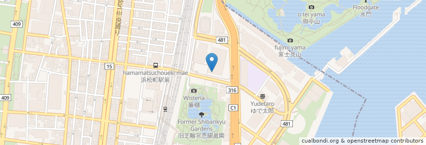 Mapa de ubicacion de 宮崎地鶏炭火焼 車 en Япония, Токио, Минато.