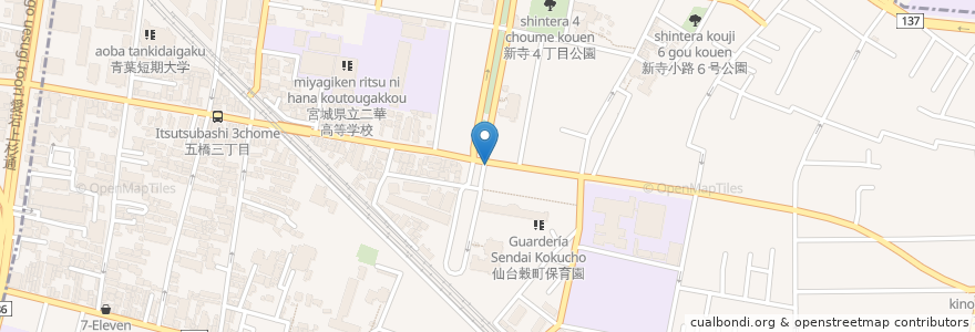 Mapa de ubicacion de バンガイズ en Japan, Präfektur Miyagi, 仙台市, 若林区.