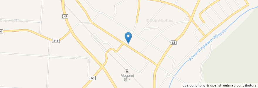 Mapa de ubicacion de 荘内銀行 もがみ町支店 en 日本, 山形県, 最上郡, 最上町.