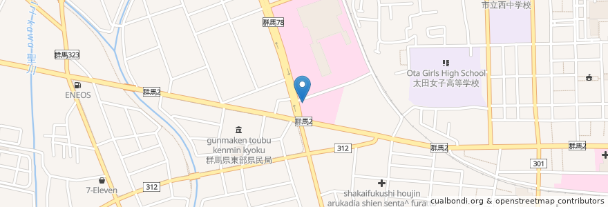 Mapa de ubicacion de 千茶屋 en Japon, Préfecture De Gunma, 太田市.