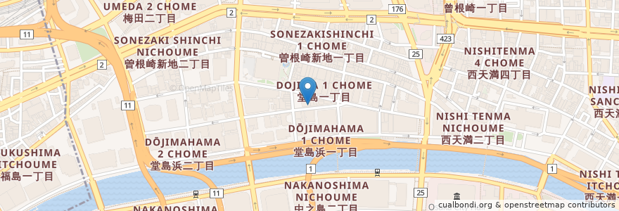 Mapa de ubicacion de 北新地たゆたゆ en 日本, 大阪府, 大阪市, 北区.