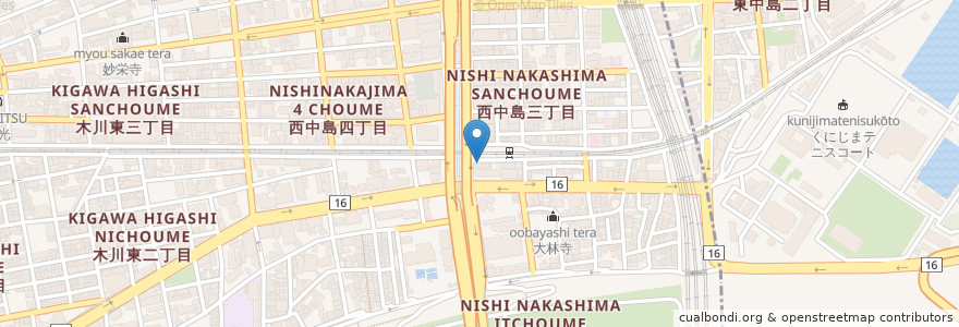 Mapa de ubicacion de おんどり庵 en Япония, Осака, 大阪市, 淀川区.