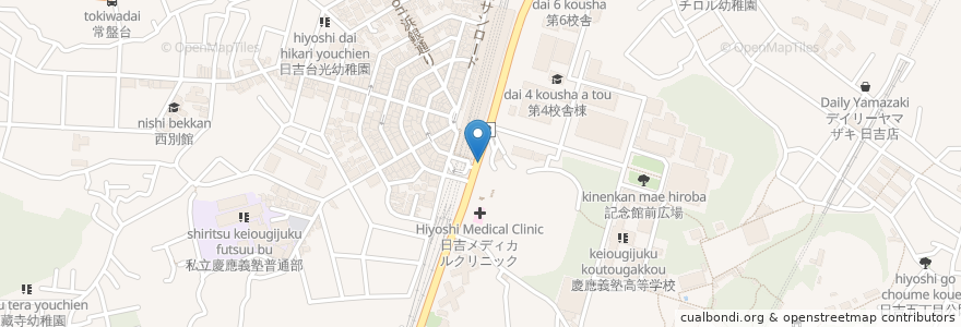 Mapa de ubicacion de 日吉駅自転車駐車場 en Jepun, 神奈川県, 横浜市, 港北区.