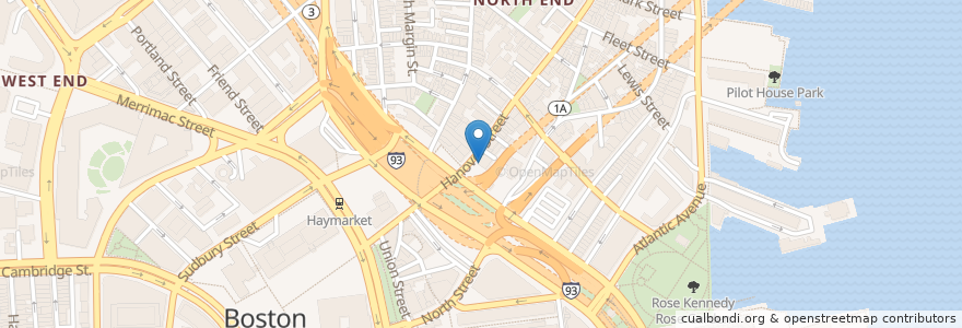 Mapa de ubicacion de Mother Anna's en Estados Unidos De América, Massachusetts, Suffolk County, Boston.