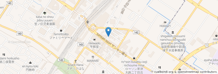 Mapa de ubicacion de ビストロ グー en Japonya, 滋賀県, 草津市.