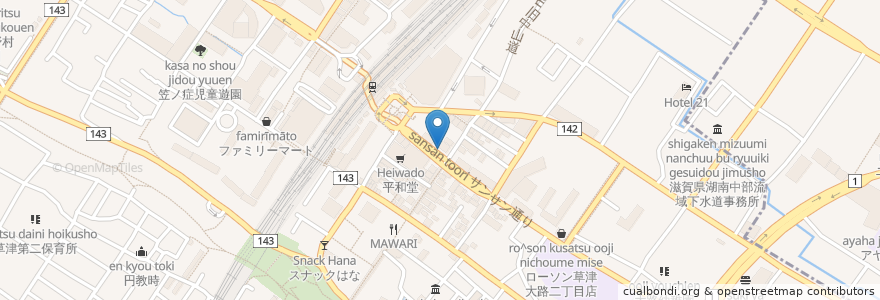 Mapa de ubicacion de 千年の宴 en Giappone, Prefettura Di Shiga, 草津市.
