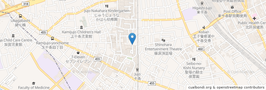 Mapa de ubicacion de 博多ラーメン 一心堂 en 日本, 东京都/東京都, 北区.