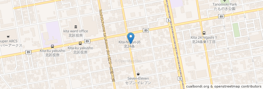 Mapa de ubicacion de えんどう小児歯科・矯正歯科医院 en Japão, 北海道, 石狩振興局, Sapporo, 北区.