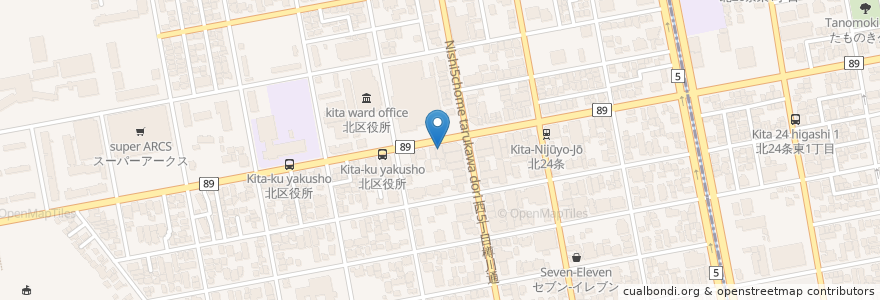 Mapa de ubicacion de やすおか皮膚科クリニック en Япония, Хоккайдо, Округ Исикари, Саппоро, Кита.